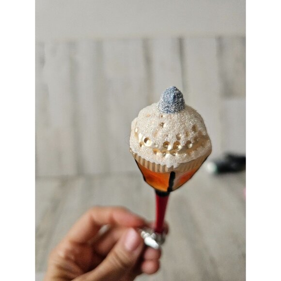 inge glas Vintage clip lantern lamp light ornament snow Xmas tree - Picture 2 of 9